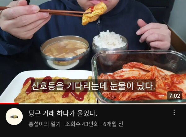 유튜브 채널 '홍섭이의 일기' 중 일부 캡쳐본